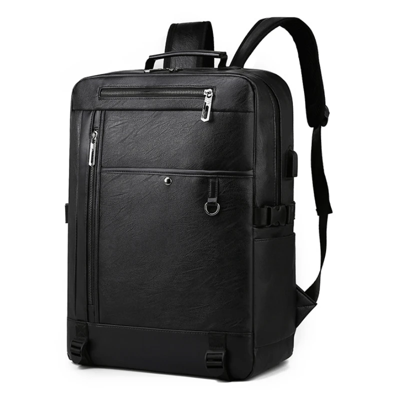 Sac à dos de grande capacité en cuir PU pour hommes, sacs à dos étanches, sacs à dos décontractés, chargement USB, affaires, voyage, ordinateur