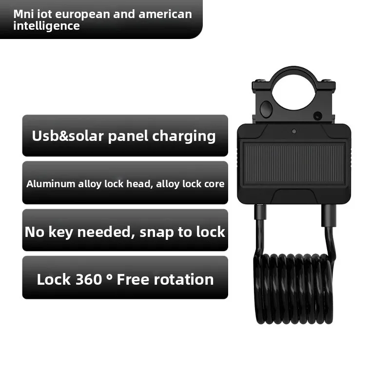 New Trend Anti Thft Alarm Long Battery Life Solar Panel Smart Cycle Bluetooths Cable Lock for Electric Hybrid Bike