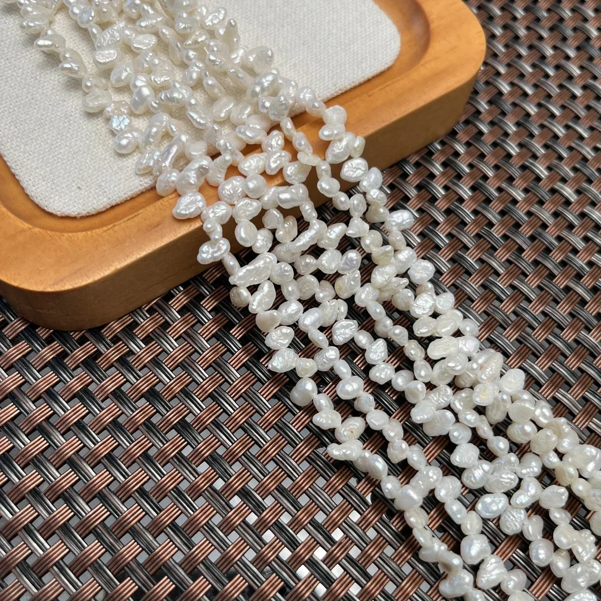 المياه العذبة الطبيعية الأبيض 4-5mmA ثلاثة سبعة ثقوب الباروك اللؤلؤ حبة صنع المجوهرات عقد دي اي واي سوار إكسسوارات هدية الزفاف #6