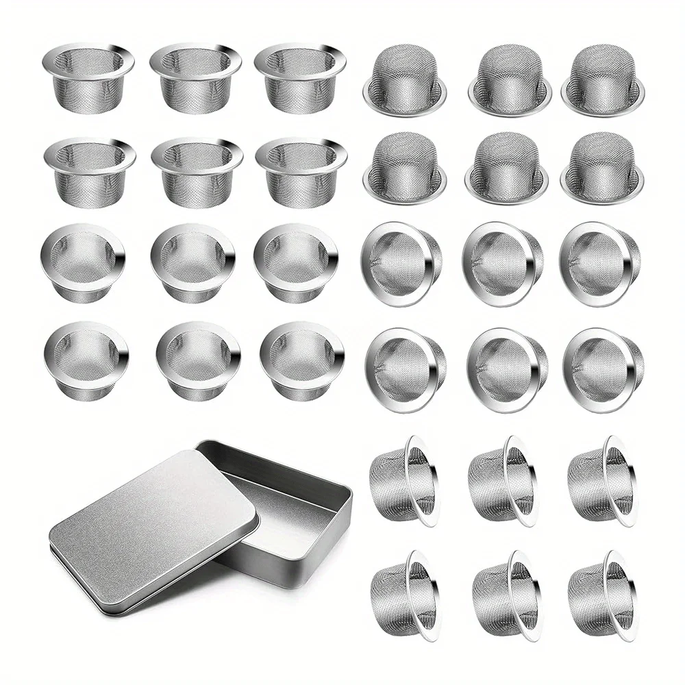 30 Stück Siebfilter, 1/2 Zoll Edelstahl Metall Siebfilter Mesh Siebfilter für Tabakpfeife – Detail 1