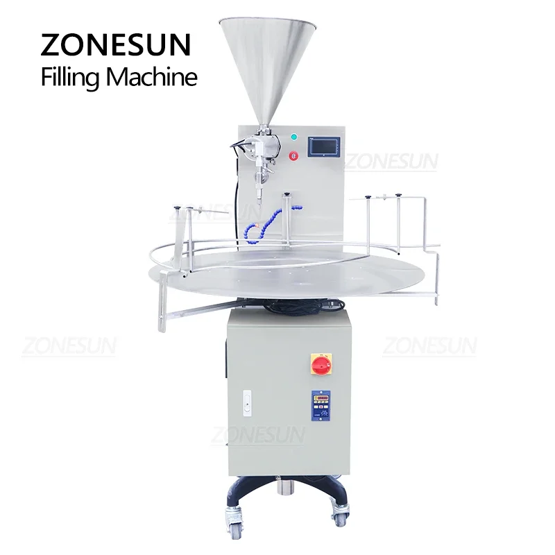 ZONESUN Riempitrice Servomotore Rotore Pompa Pasta Bottiglia di Riempitrice con Unscrambler Crema Salsa di Miele Macchine per l'imballaggio alimentare