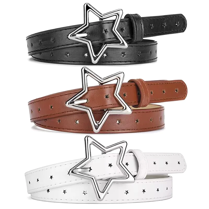 

Fashion PU Leather Pentagram Buckle Waistband Elegant Waistbands For Women Girls Sweet Dress Pants Decoration Waist Belt