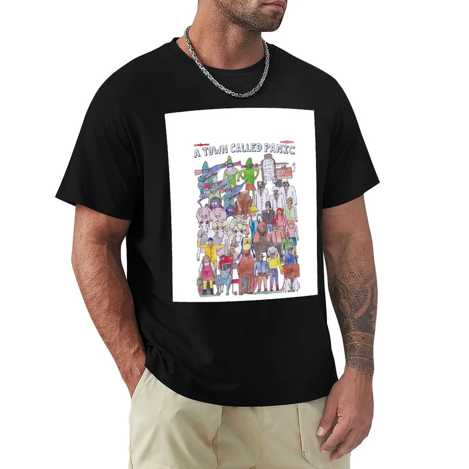 A Town Called Panic Team Illustration T-Shirt t shirts for man cotton funny T-Shirt