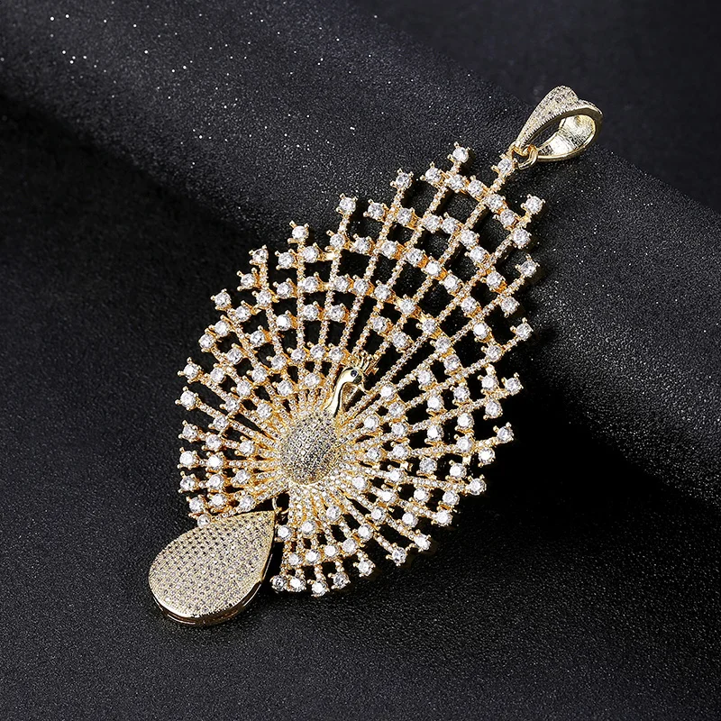 Juya Handmade Luxury Micro Pave Zircon Decoration Peacock Connector Pendants For DIY Women Pearls Gems Wedding Necklace Making