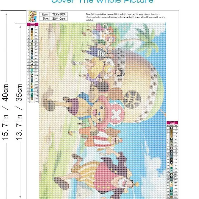 ワンピース トニー・トニー・チョッパー＆仲間たち 5Dダイヤモンドペインティングキット、フルドリルDIYアニメ漫画ラインストーンアートクラフト、40x50CM