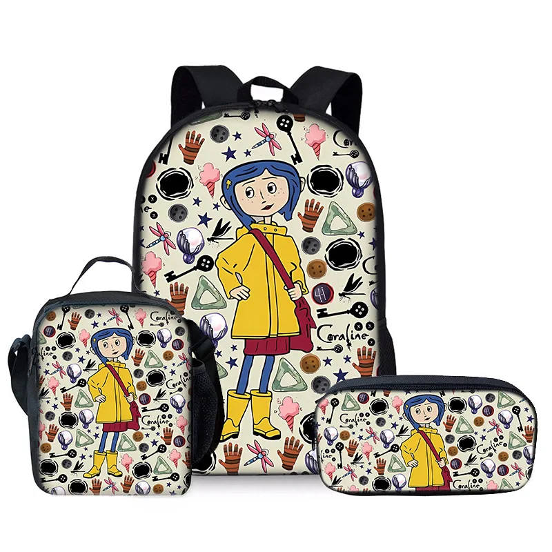 Cartoon Novelty Funny Cool African girl 3D Printed 3pcs/Set pupil School Bags Laptop Daypack Backpack Lunch bag Pencil Case