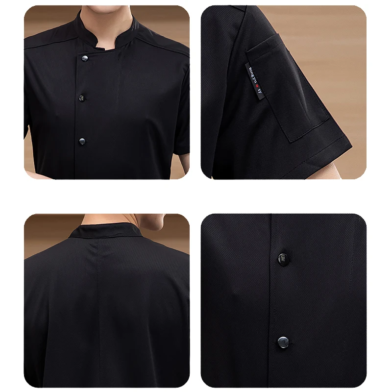Traje de chef de talla grande para hombres y mujeres, red transpirable 360 °   Camisa de trabajo de cocina de verano, chaqueta de cocinero, uniforme de cocina de restaurante