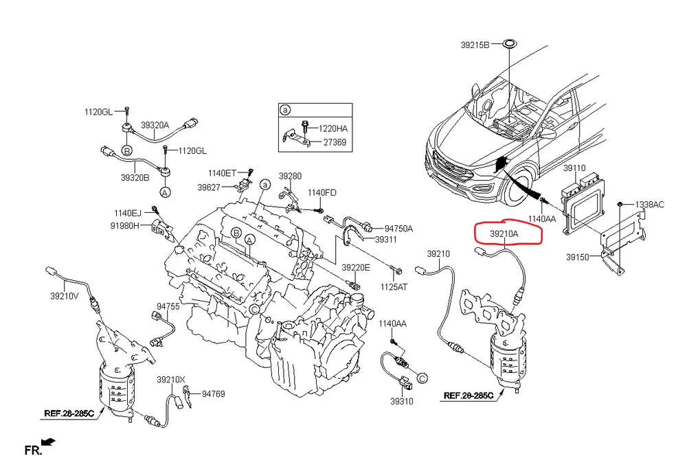 Genuine/OEM 392103CCA0 SENSOR ASSY-OXYGEN for Hyundai New Santa Fe