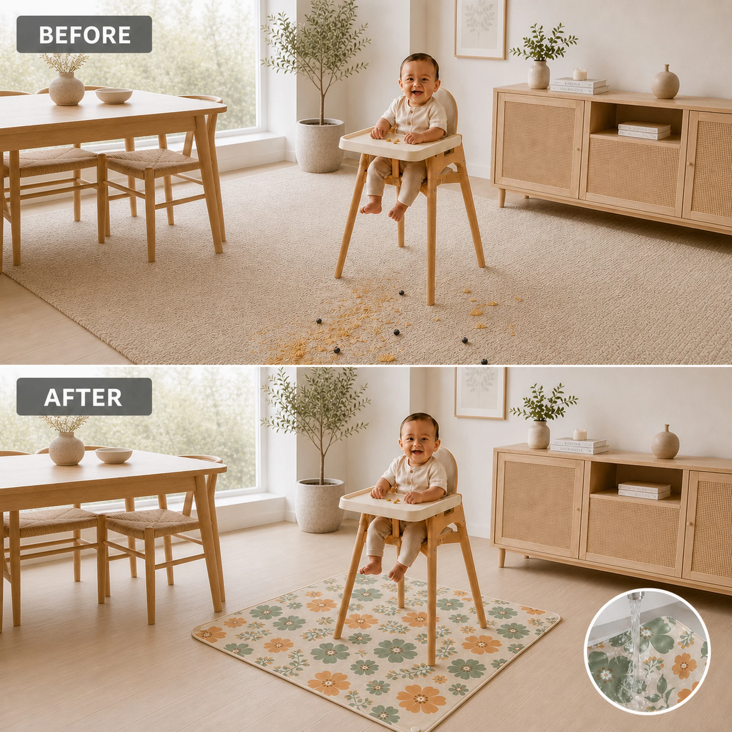 1PC Baby Mat for Floor & Under - Baby Food Eating Chair recension och pris