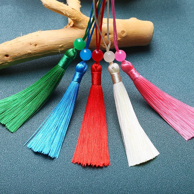10 Stück Polyester-Seidenquasten 7cm Handgefertigte Weiche Bastelquasten Mini-Perlenquasten für Lesezeichen und Schmuckherstellung