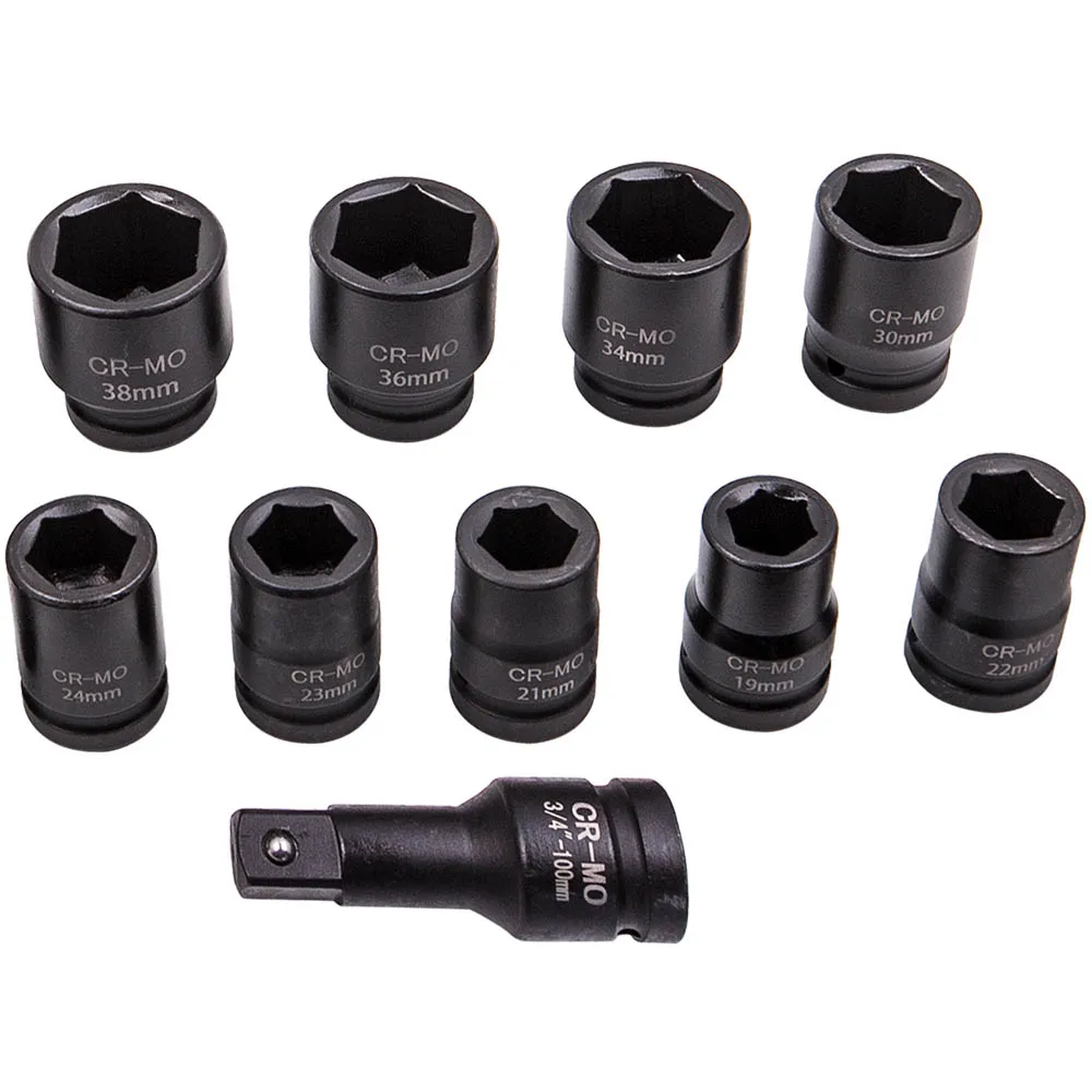 Impact Socket Set - 3/4in Drive Shallow and Deep Socket Set 19-50mm Sockets Set