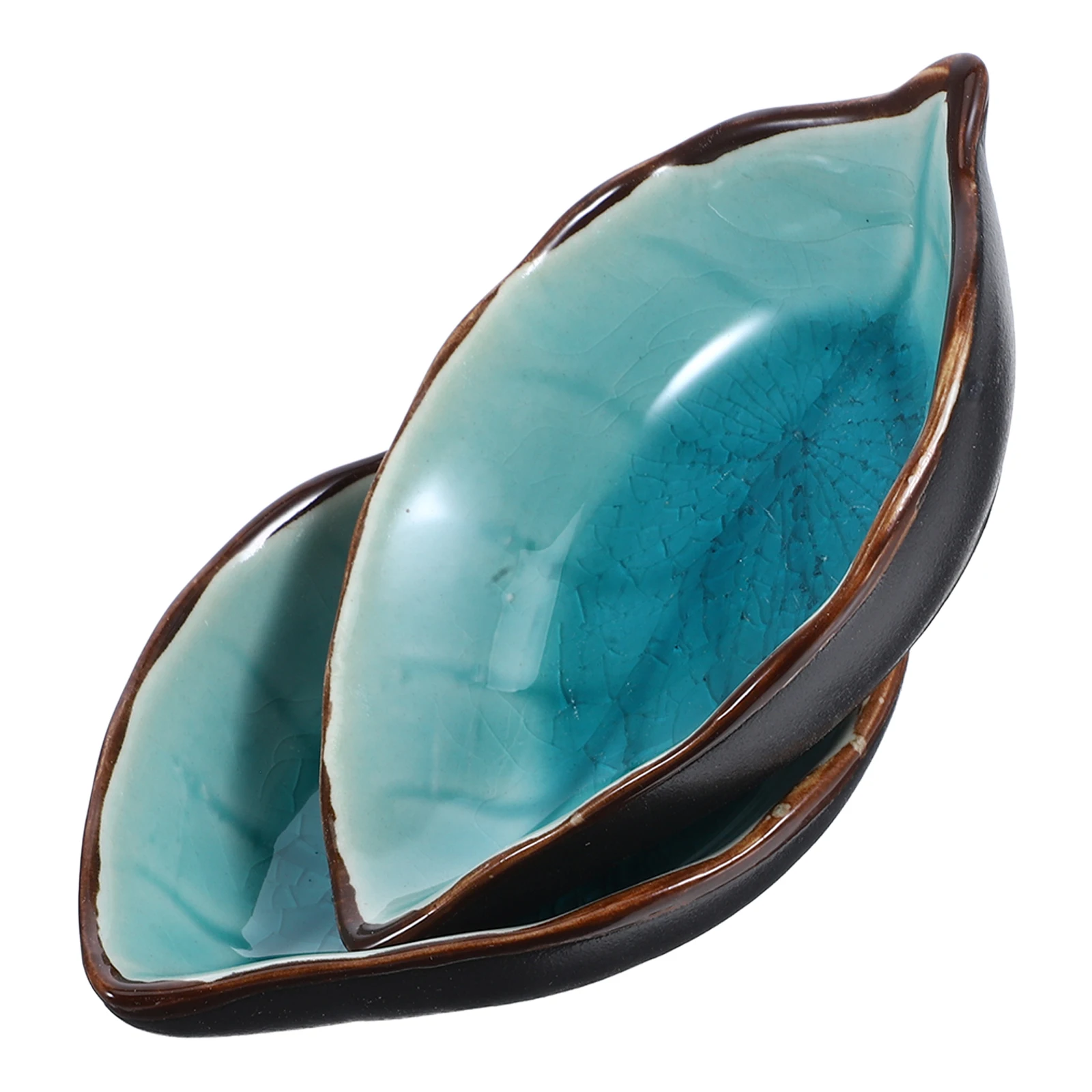 

2 pcs Leaf Shaped Spoon Rest Ceramic Kitchen Utensil Holder Coffee Accessories Dipping Sauce Dish Modern Decor