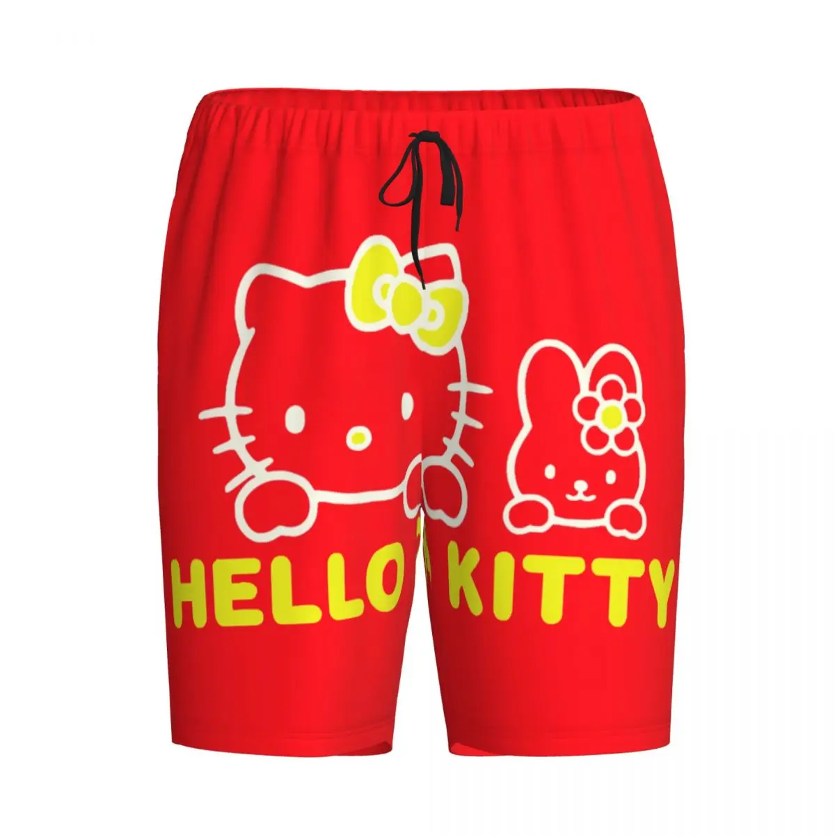 Anime Hello Kitty pijama Bottoms dos homens, Custom, Lounge Sleep Shorts, Drawstring Pijamas com bolsos, Pijama dos desenhos animados