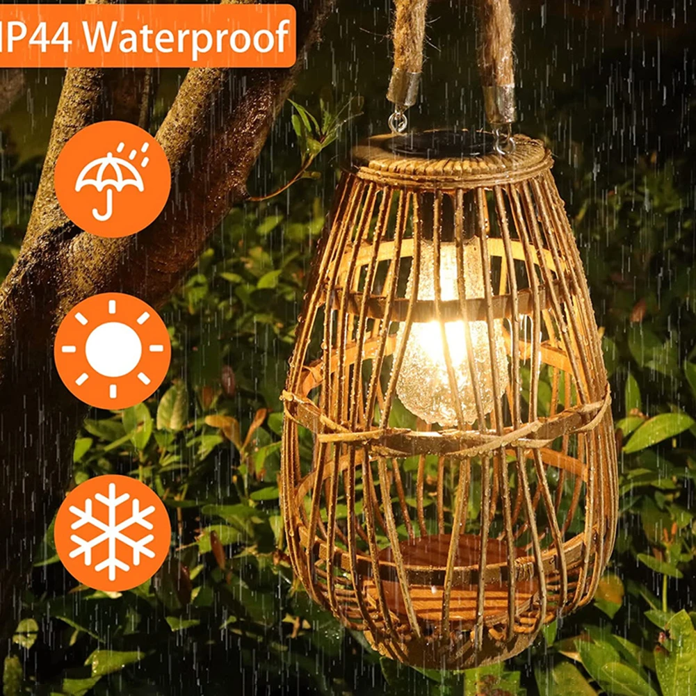 Outdoor Portable Rattan Solar Lights Auto IP44 Waterproof Dustproof Weather Resistant Landscape Lights For Garden Decoration