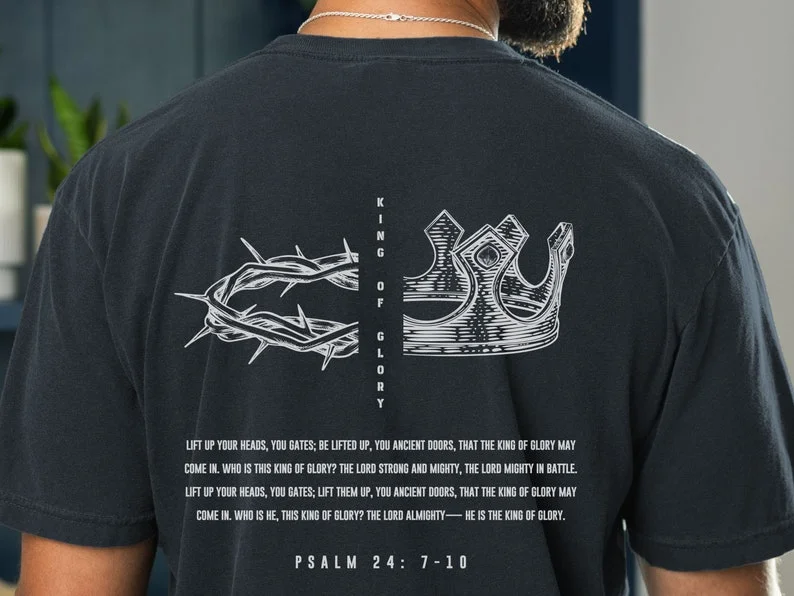Camisa cristiana de color cómodo del salmo 24 del rey cristiano de la gloria para hombre, regalo cristiano del Día del Padre, camiseta cristiana