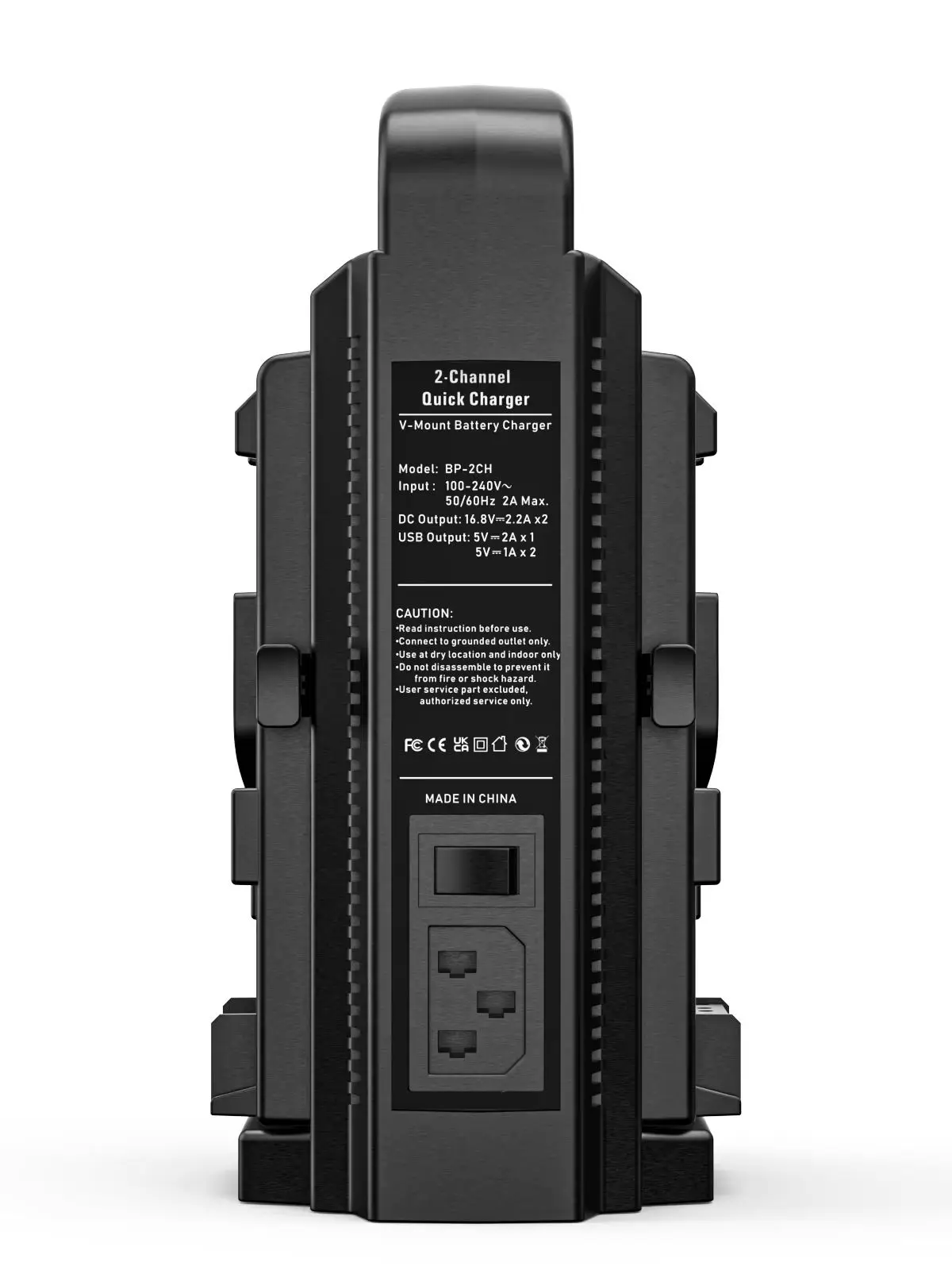 Ładowarka do akumulatorów V-Mount, szybka ładowarka V-Lock, 2-kanałowa, kompatybilna z akumulatorami V-Mount 14.4V (akumulator nie jest dołączony) — zdjęcie produktu 7
