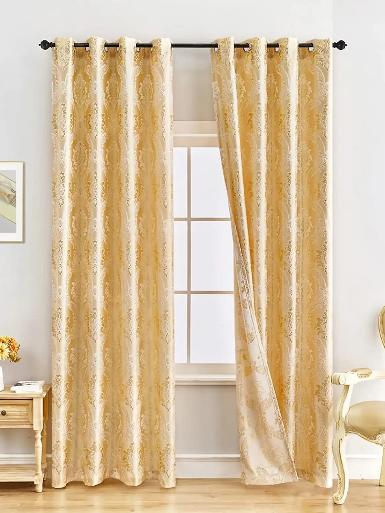 Golddraht Jacquard Vorhänge im europäischen Stil 1pc