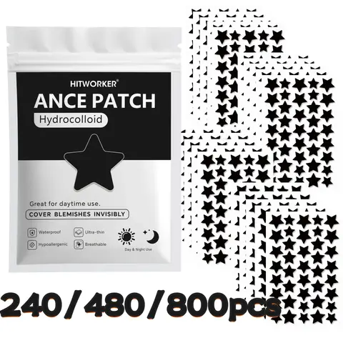 Bulk Pack Black Star Shaped Hydrocolloid Pimple Patches 240/480/800pcs Natural Tea Tree Oil Acne Stickers Invisible Blemish Cove