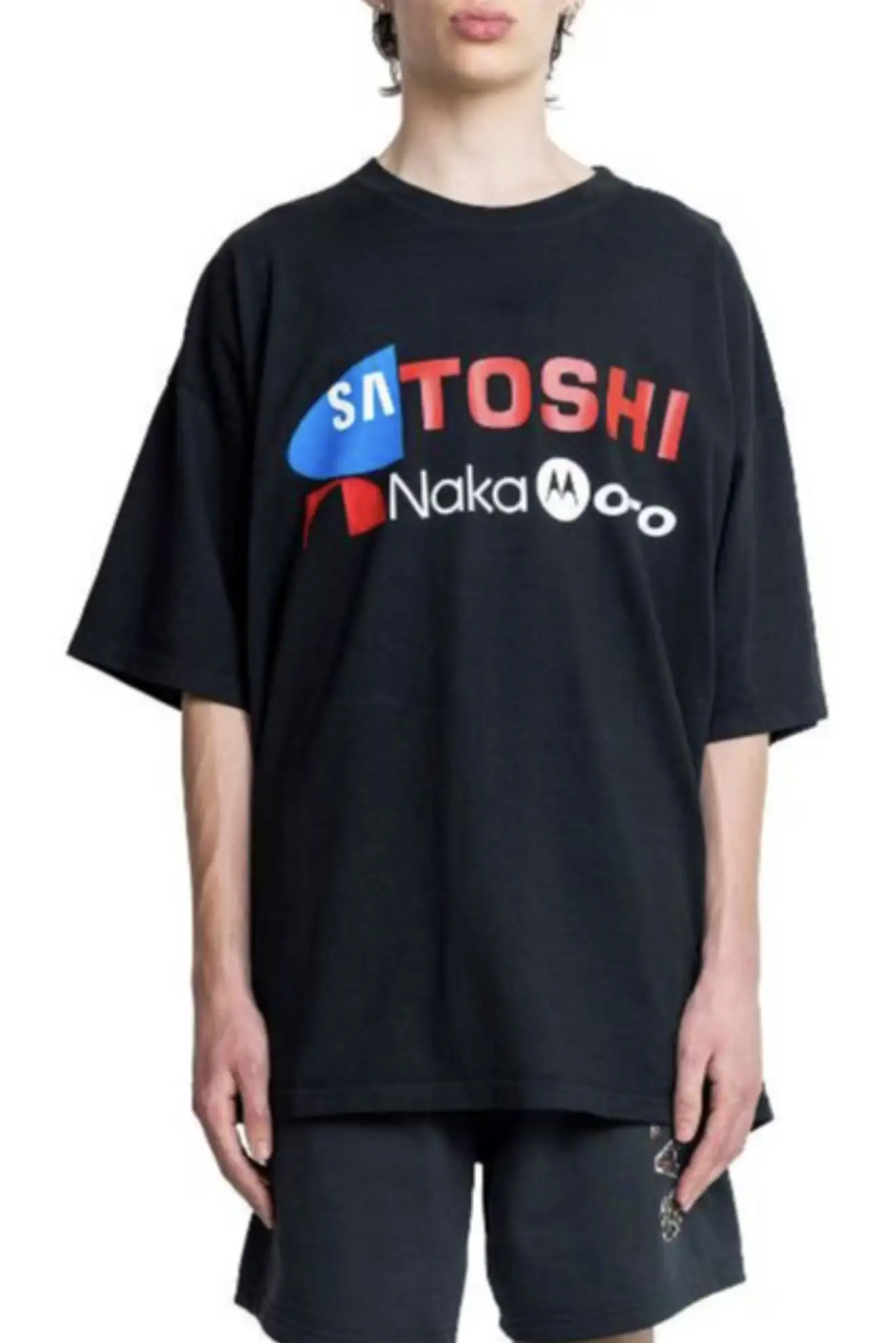 VINTAGE JAPANESE CLEANFIT Satoshi 26SS letter printed loose round neck washed Oversized Cotton Casual short sleeved T-shirt