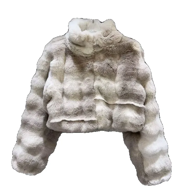 2023 Winter New Women Clothes Plush Jacket Mink-like Wool Fabric Wave Design Thermal Quilted Short Coat Zipper Jaquetas Feminina