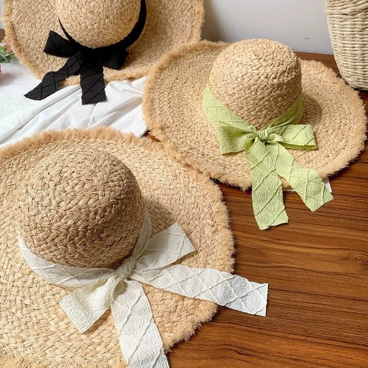 

Женская соломенная шляпа с французским бантом: летняя широкополая шляпа от солнца для пляжа и отдыха