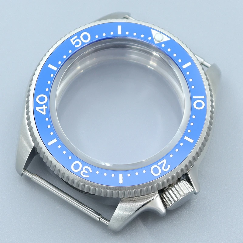 

38mm Ms. Luxury Watch Case Mod Parts Sapphire Glass For Seiko Nh35 Nh34 Nh36/38 Movement 28.5mm Dial Blue Ceramic Bezel 3.8Crown