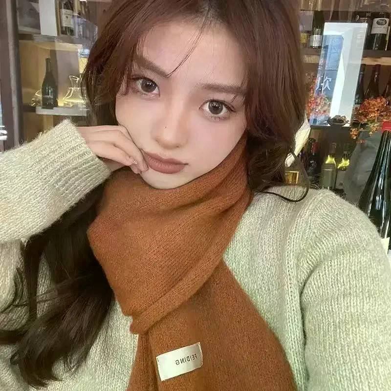 

Прекрасный плюшевый шарф с одним оттенком; Устойчивая к льду шею шейная защита для учеников, Стильный модный элемент, Ноэль