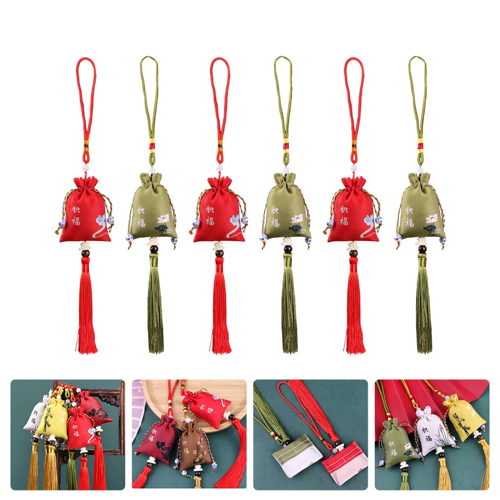 

6Pcs Sachet Bag Pendant with Drawstring for DIY Lavender Pouch Car Handbag Hanging Decoration