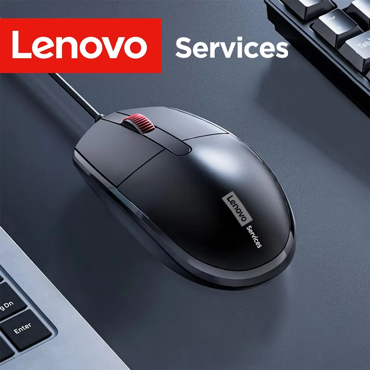 Ldeal For Office & Home Lenovo M280 Wired Mouse Ergonomic Design USB Plug-And-Play,Multi-System Compatibility,Classical Black