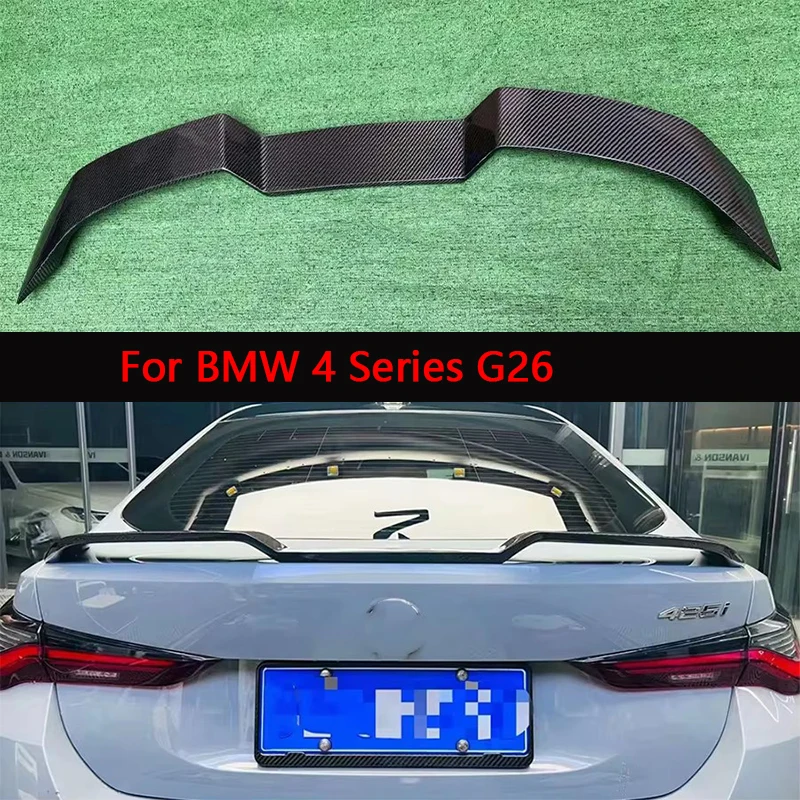 

For BMW 4 Series G26 425 430 2021+ Carbon Fiber Tail fins Rear Trunk Spoiler Guide Wing Rear Wing Car Trunk Diverter V Style