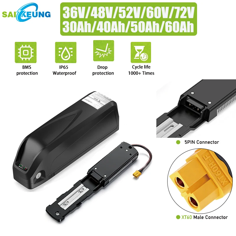 

Аккумулятор для электровелосипеда Hailong Cham 36V 48V 52V 60V 72V 50Ah 24Ah 30Ah 40Ah 60Ah 20Ah 2000W