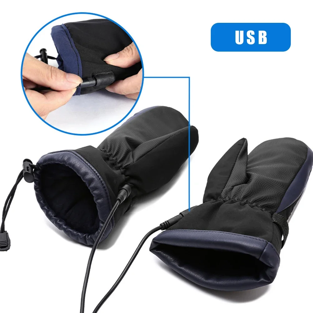 1 Pair Electric Heating Gloves Winter Hand Warmer Thermal Gloves Waterproof Heated Mittens for Outdoor Cycling Motorcycle Skiing