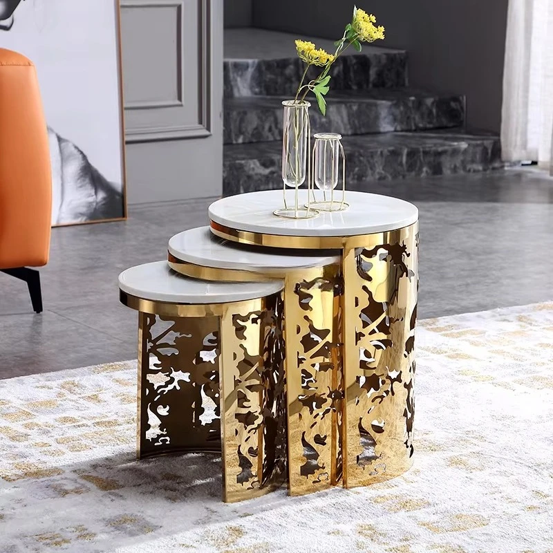 

HXL New Arrival Marble Top End Table Home Furniture Indoor 3 Pieces Coffee Table Sets