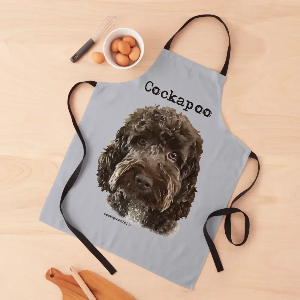 Chocolate Cockapoo Dog Apron japanese woman Kitchens Men for women with pocket Apron