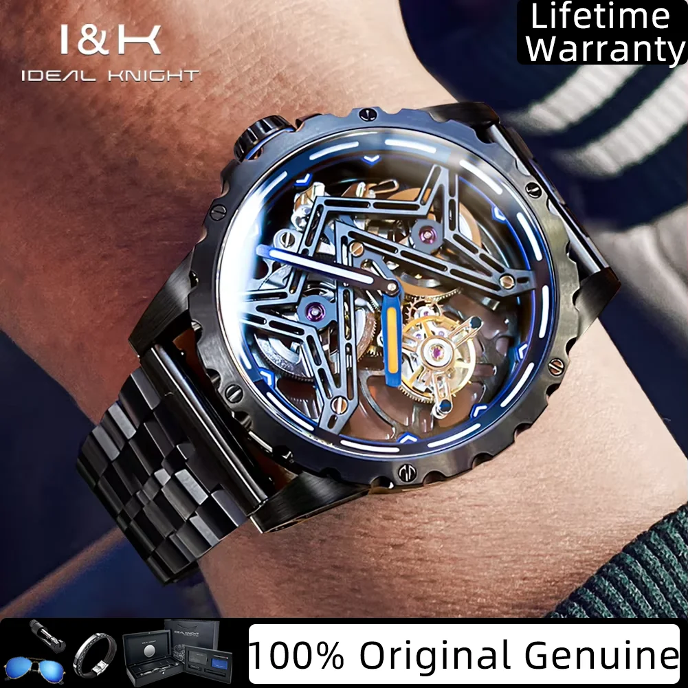 

ИДЕАЛЬНЫЕ мужские часы с настоящим турбийоном, полностью прозрачные полые механические наручные часы для мужчин, роскошная ограниченная серия 6803