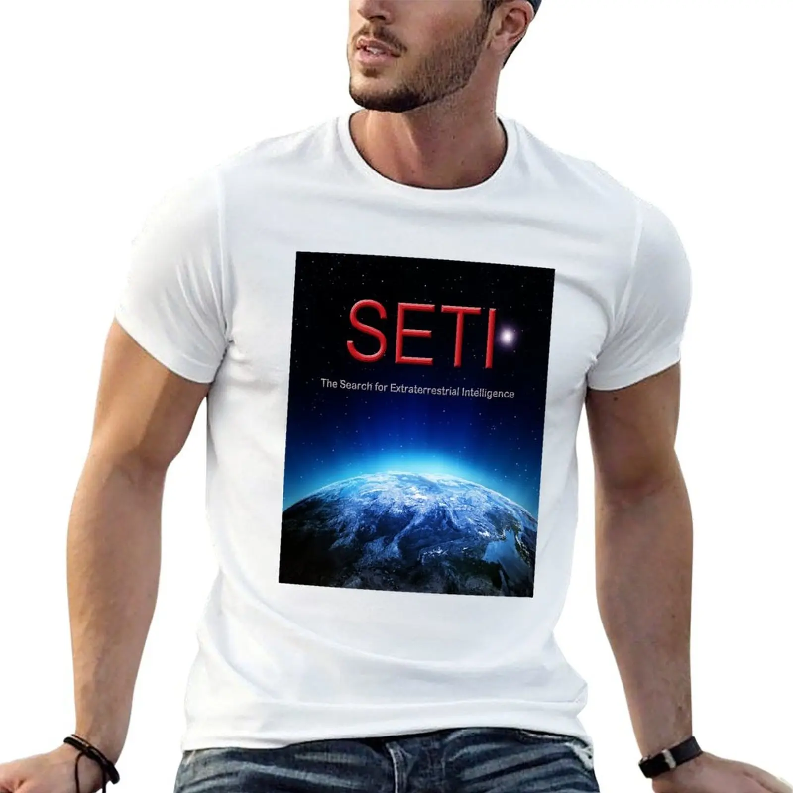 Camiseta SETI, camisetas de anime, camisetas de gran tamaño para hombre, camiseta informal para hombre, camiseta de verano