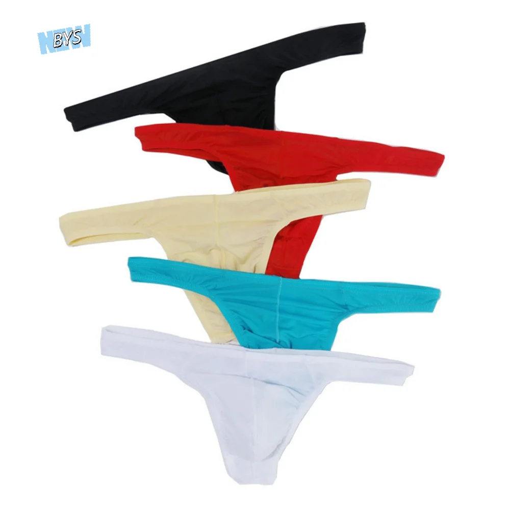 

Breathable Transparent Ice Silk Thongs Large Size Briefs T Back Panties Ultra-thin Low Waist Mesh Underpants Men