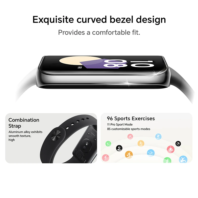 Global Version HONOR Band 9 Smart Band 1.57inches Large  Screen Curved Edge Design Fitness Age Up to 14 Days Battery Life image 4