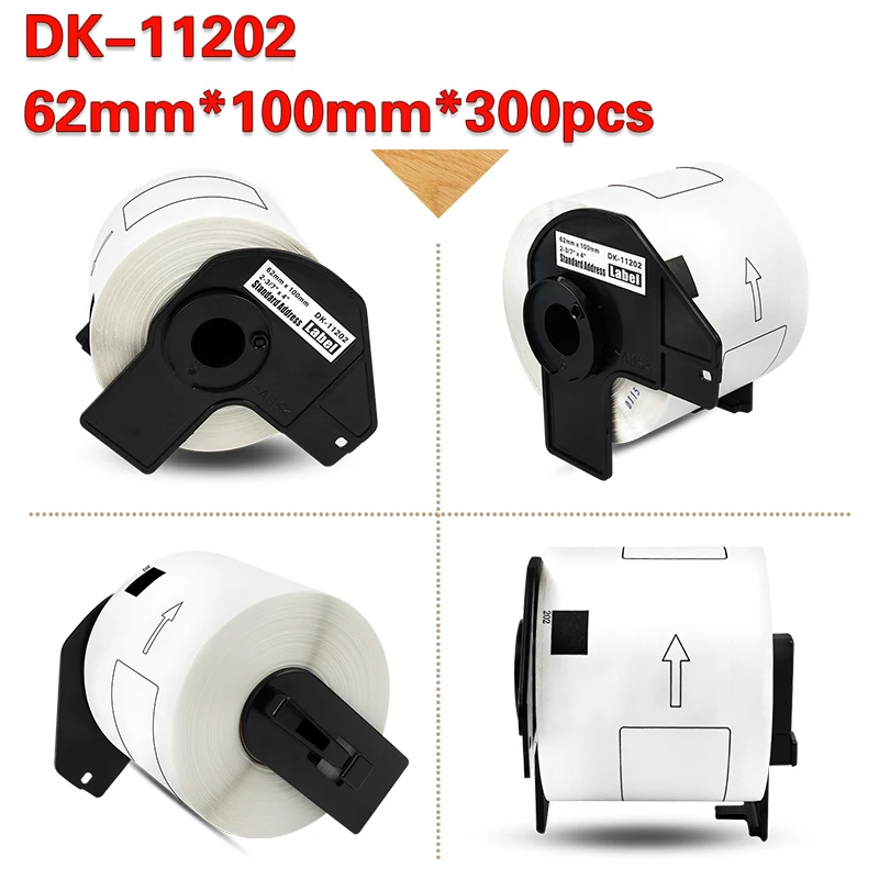 1Roll DK11202 Thermal Label 62mm*100mm*300pc Die Cut Labels DK-11202 DK 11202 Compatible for Brother QL-500 QL-700 QL-800