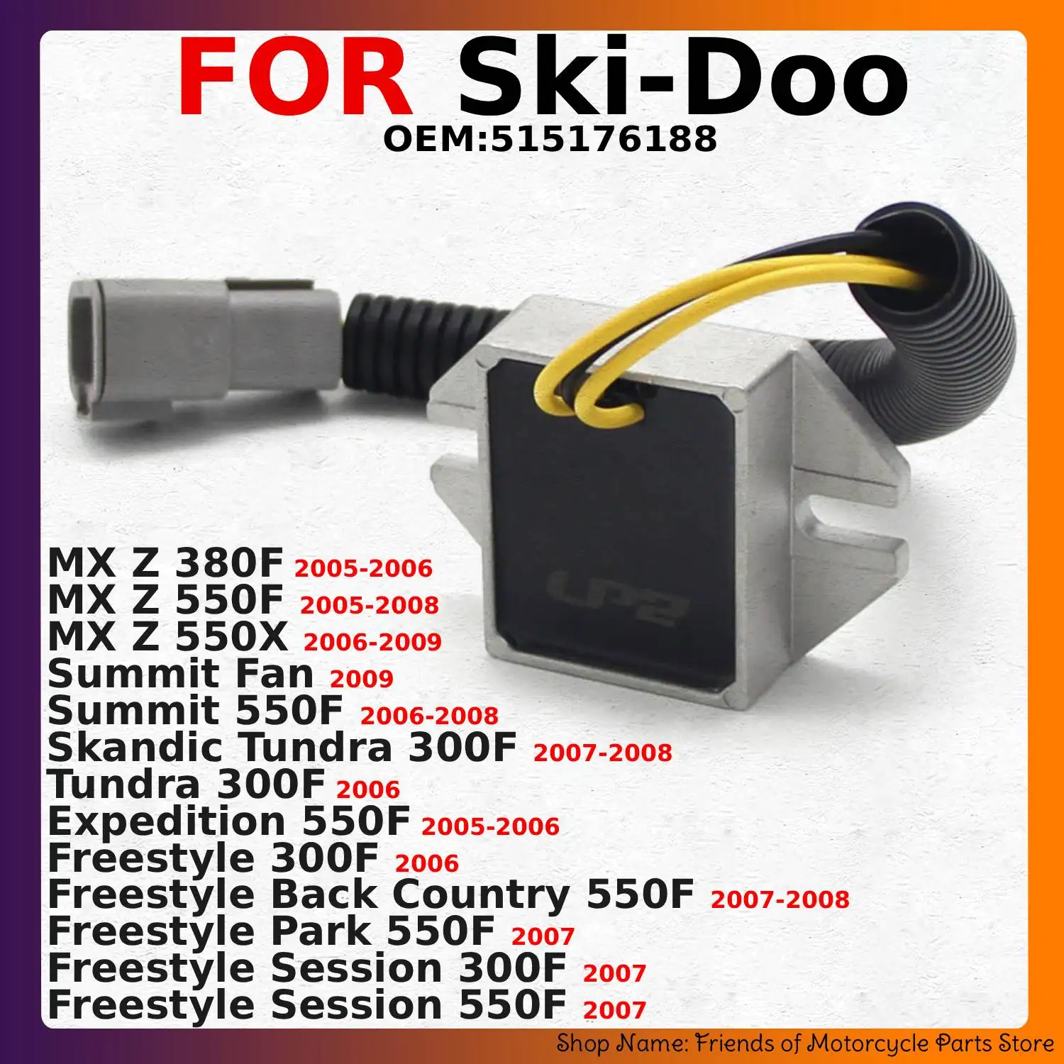 Motorcycle Rectifier Voltage Regulator Charger with Plug For Ski-doo Freestyle Session Summit Fan Skandic Tundra 300F 550F Parts