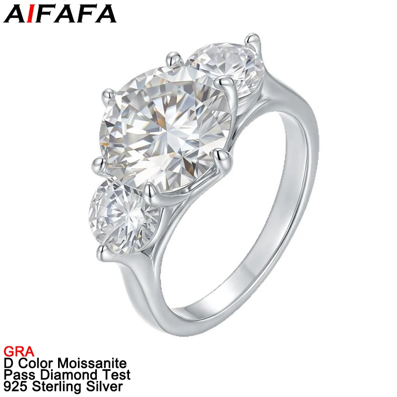 

3-каратное кольцо с муассанитом и бриллиантами цвета D, потрясающее обручальное кольцо из стерлингового серебра 925 пробы с муассанитом, ювелирные украшения GRA