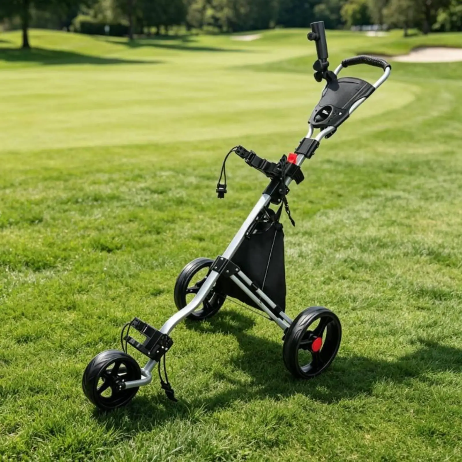 Foldable Golf Cart Smooth Rolling Wheel Golf Trolley Bag Push Cart for Easy Club Carrying Golf Accessories