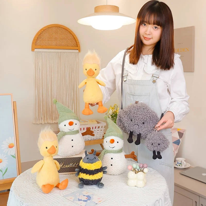 Lindo Peluche de Abejorro Albie, Muñeco con Chaqueta Amarilla, Muñeco de Nube, Pato Esponjoso, Muñeco de Nieve, Regalo para Niñas, Juguete de Peluche para Adultos