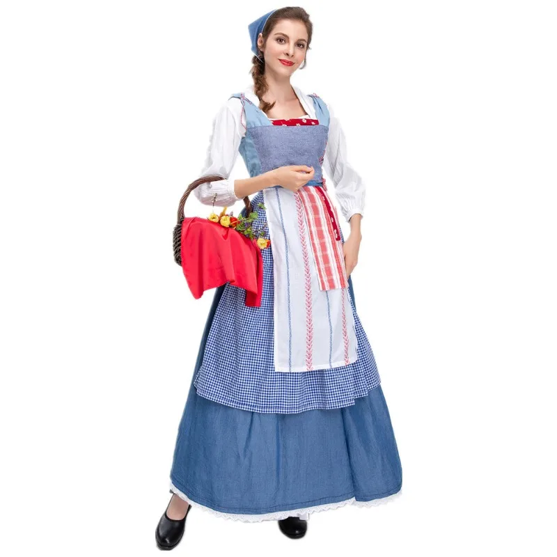 

New Halloween Costumes Female European Idyllic Farm Maid Costume Drama Stage Performance Dresses