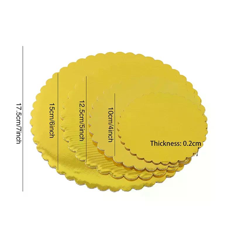 4/5/6/7/8/10 Inch Golden Round Cake Boards Circle Cardboard Base Cupcake Dessert Tray Birthday Party Cake Decorating Supplies