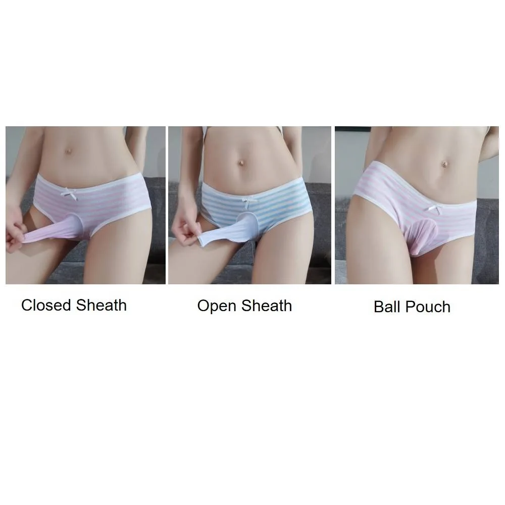 Men Sexy Opened/Closed Sheath Sleeve Thong Tight Stocking Crotch Close Lingerie G-String Breathable Underwear With Sheath Briefs