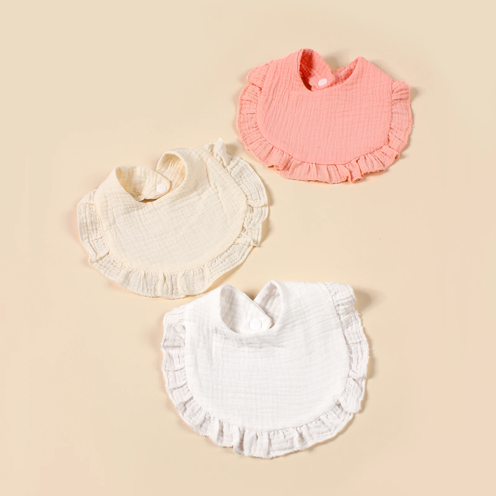 6pcs Wholesale Baby Security Cotton Ruffle Bibs Breathable Absorption Saliva Towels