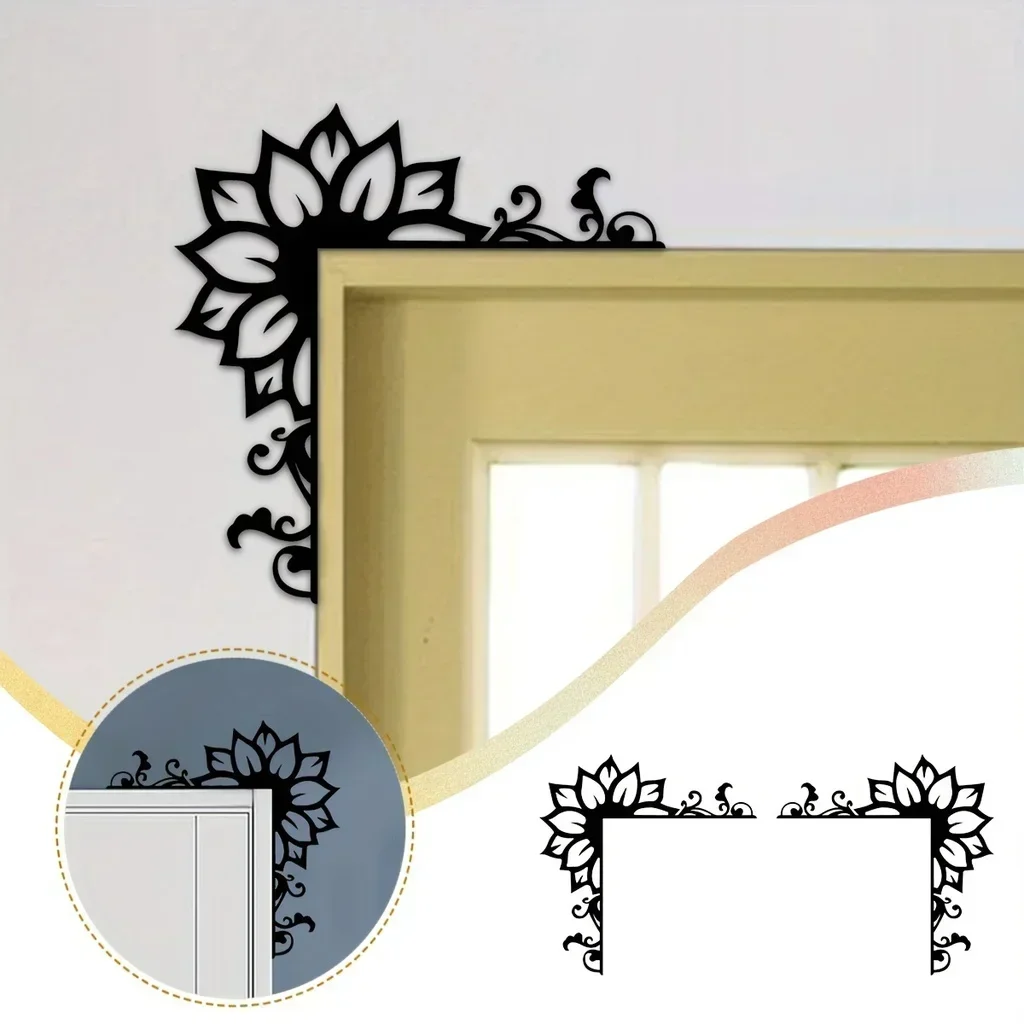 metal iron  Creative Flower Home Decorative Wall Stickers Door Corner Decoration Door Frame Corner Decoration Art Metal Holiday