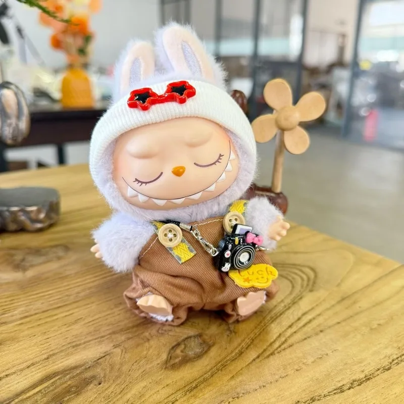 Labubu Roupas Conjunto de câmera de 3 peças para bonecas Labubu de 17 cm Roupas Labubu para boneca - Roupa adorável para acessórios de 17 cm