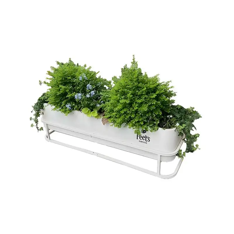 Outdoor iron wrought stainless steel flower box set, sales office, commercial street flower trough, finished metal flower bed